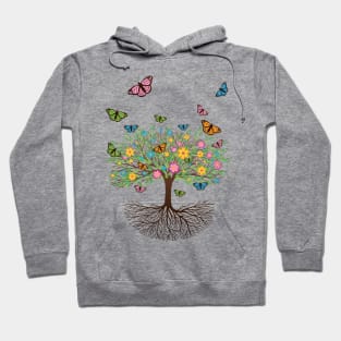 Tree of life with butterflies and flowers Hoodie